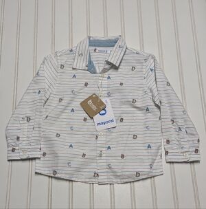 Mayoral Kids Striped Shirt - White and Blue